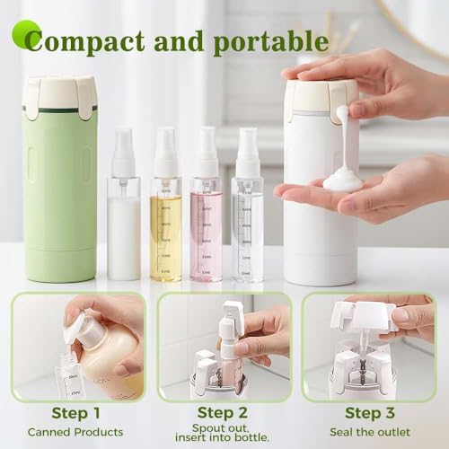 4 in 1 Travel Dispenser, 4 Pack 30ML Travel Bottles for Toiletries, Leak Proof Travel Size Containers, Portable Containers for Shampoo Lotion Conditioner Cream (White) - Image 3