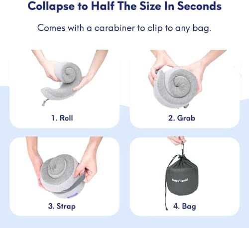 C CUSHION LAB Travel Pillow, Award-Winning Patented Ergonomic Design for Chin & Neck Support Memory Foam Neck Pillow, Compact Airplane Pillow for Traveling, Flight, Car (Spark, Medium) - Image 6