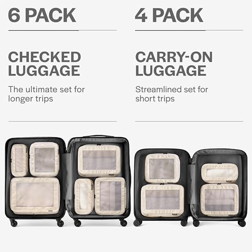 Aerotrunk Compression Packing Cubes for Travel - Luggage Organizer Bags - Double Zipper Packing Cubes for Suitcases (4-Pack, Beige) - Image 4