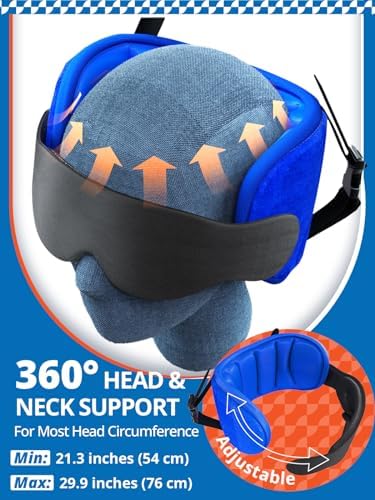Airplane Pillow Combo with Chin Strap, Travel Pillows for Airplanes with Sleep Eye Mask, Plane Pillow for Long Flights, Car Road Trip, 360° Headrest, Stop Bobblehead, Black - Image 6