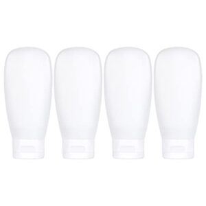 TSA Approved Travel Bottles Set for Toiletries Travel Size Containers Kit 4 Pack Portable Leak Proof Refillable Squeeze Cosmetic Airplane Essential Shampoo Hair Conditioner Body Lotion Bath Shower Gel