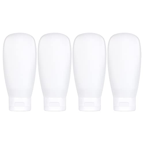 TSA Approved Travel Bottles Set for Toiletries Travel Size Containers Kit 4 Pack Portable Leak Proof Refillable Squeeze Cosmetic Airplane Essential Shampoo Hair Conditioner Body Lotion Bath Shower Gel