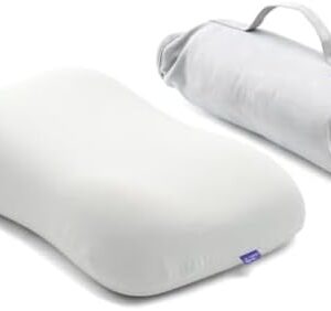 Cushion Lab Travel Deep Sleep Pillow – Compact Memory Foam Neck Pillow for Sleeping, Portable Pillow for Hotels, Camping, Side & Back Sleepers, On-The-Go – Calm Grey