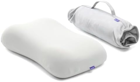 Cushion Lab Travel Deep Sleep Pillow – Compact Memory Foam Neck Pillow for Sleeping, Portable Pillow for Hotels, Camping, Side & Back Sleepers, On-The-Go – Calm Grey