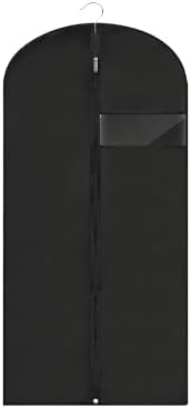 Garment Bags for Hanging Clothes, 45'' Suit Bag Cover for Storage and Travel, Dress Bags for Gowns Long (Black)