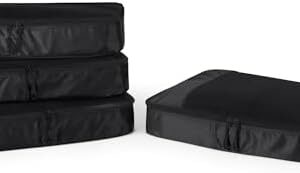 Amazon Essentials 4-Piece Packing Cubes Travel Accessories Set, Luggage Organizer with Double Zipper, Mesh Top, Space-Saving, Large, Black (Previously Amazon Basics)