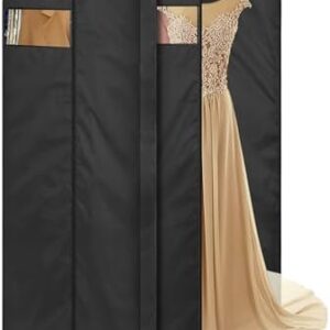 MISSLO 65" Long Garment Bags for Travel Dress Bags for Hanging Clothes Wedding Dress Cover Waterproof Clothes Protector for Closet Storage 2 Packs for Gowns, Tuxedos, Coats, Black