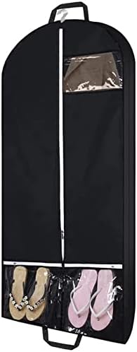 54" Garment Bags for Travel and Storage, Travel Suit Bags for Men Women with 2 Clear Pockets, Storage bags for Clothes, Suits, Dress, Shirts, Coats (Black)