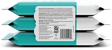 Amazon Basics Adult Wet Wipes Flushable formulated without Fragrance, 126 Count (3 Packs of 42) Packaging May Vary - Image 3