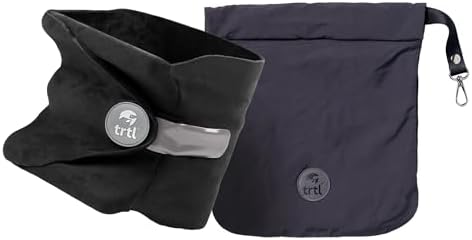 trtl Pillow - Scientifically Proven, Super Soft Neck Support Travel Pillow for Airplanes - Lightweight and Machine Washable - Ergonomic Design for Traveling on Flights, Cars, and Trains - Black