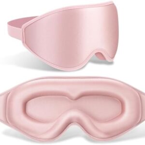 FlyCoco 99% Fully Block Out Light Eye Sleep Mask, 3D Deep Contoured Eyes Cover Zero Pressure, Long Lash Extension Eyes Mask with Adjustable Straps for Sleeping Travel Home Nap Rest Women Men (Pink)