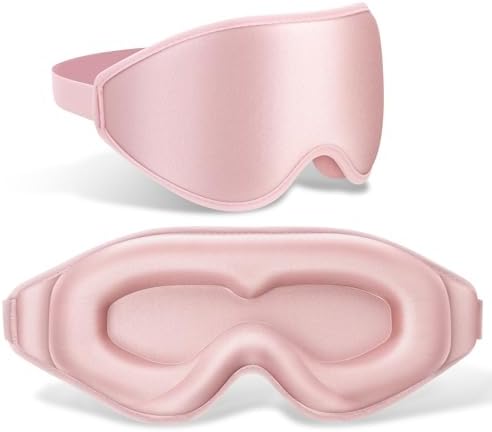 FlyCoco 99% Fully Block Out Light Eye Sleep Mask, 3D Deep Contoured Eyes Cover Zero Pressure, Long Lash Extension Eyes Mask with Adjustable Straps for Sleeping Travel Home Nap Rest Women Men (Pink)