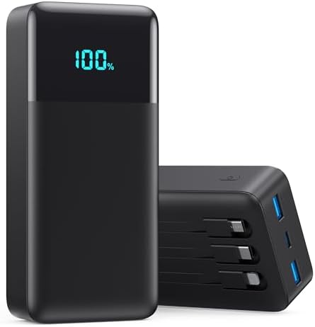 Portable Charger 50800mAh Power Bank with 3 Built in Cables,25W PD QC4.0 Fast Charging USB C Battery Pack,6 Outputs 2 Inputs Travel Essentials Portable Phone Charger for iPhone 17/16/15,Google,Android