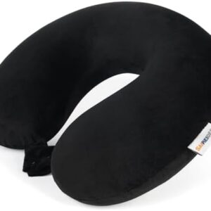 SAIREIDER Travel Pillow 100% Pure Memory Foam Travel Neck Pillow, Airplane Pillow for Traveling、Car、Home、Office，Washable Cover（Black）