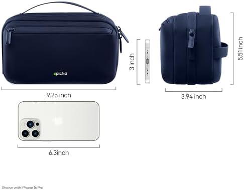 EPICKA Electronics Organizer Travel Case - Cable Organizer Bag for Travel Accessories, Tech Pouch for Cords, Charger, Adapter, Cables, Power Bank, Waterproof Storage Bag with Luggage Strap, Navy - Image 3