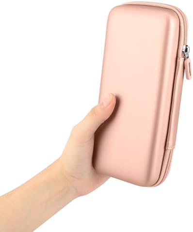 iMangoo Travel Essentials Electronics Organizer Charger Case Portable Dual Zipper Shockproof Pouch Tech Purse Cord Cable Pouches Power Bank Storage Accessories Bag for Women Men,8.5x4.5x2 Rose Gold - Image 6