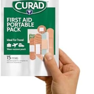 CURAD First Aid Portable Pack |15 - Count On-the-Go Essentials |12 Packs