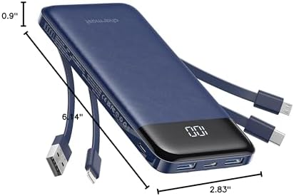 charmast Portable Charger with Built in Cables, Power Bank with Cords Wires, Slim 10000mAh Travel Battery Pack 6 Outputs 3 Inputs 3A Fast Charging for Samsung Google Pixel LG Moto iPhone iPad - Image 10
