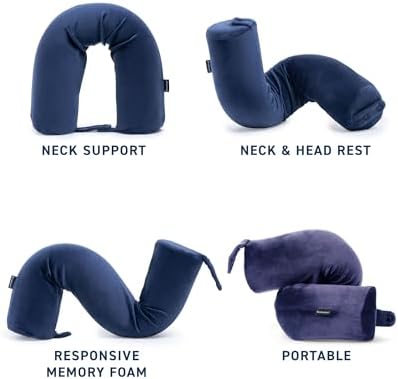 Brookstone Free Form Travel Pillow - Lightweight Flexible Memory Foam Travel Neck Pillow for Sleeping, Car, Airplane & Travel Support, Blue - Image 3