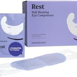 CorneaCare Rest: Self Heating Warm Compress for Dry Eyes | Heated Eye Mask for Fast Relief | Steam Mask for Stye Care | No Microwave or Washcloth Needed | Travel Ready Warm Compress | 30 Count