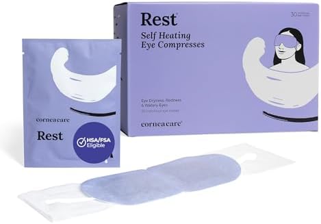 CorneaCare Rest: Self Heating Warm Compress for Dry Eyes | Heated Eye Mask for Fast Relief | Steam Mask for Stye Care | No Microwave or Washcloth Needed | Travel Ready Warm Compress | 30 Count