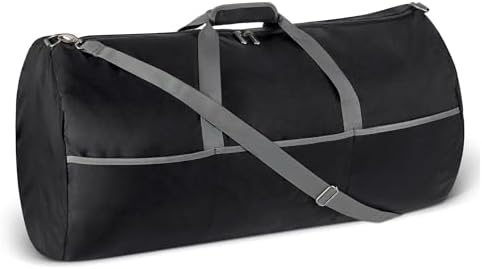 Amazon Essentials Extra Large Foldable Nylon Duffel Bag for Travel/Storage with Zippered Pockets, 32.4", 150L, 50-LBS Capacity, Black (Previously Amazon Basics)