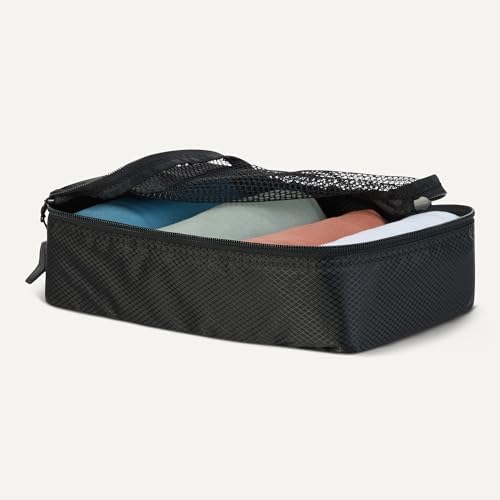 Amazon Essentials 4-Piece Space-Saving Packing Cubes Travel Accessories Set, Luggage Organizer with Double Zipper, Mesh Top, Small, Black (Previously Amazon Basics) - Image 3