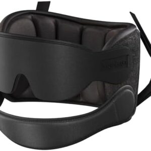 Airplane Pillow Combo with Chin Strap, Travel Pillows for Airplanes with Sleep Eye Mask, Plane Pillow for Long Flights, Car Road Trip, 360° Headrest, Stop Bobblehead, Black