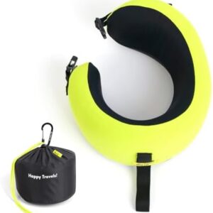 C CUSHION LAB Travel Pillow, Award-Winning Patented Ergonomic Design for Chin & Neck Support Memory Foam Neck Pillow, Compact Airplane Pillow for Traveling, Flight, Car (Spark, Medium)