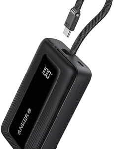 Anker Zolo Power Bank (2025 Upgraded Version), 20,000mAh 30W High-Speed Portable Charger with Built-in USB-C Cable, Battery Pack for iPhone 17/16 / 15 Series, Galaxy, and More
