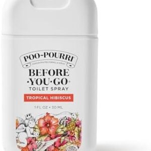 Poo-Pourri Before-You-Go Pocket Toilet Spray, Travel Essentials, Tropical Hibiscus, 1 Fl Oz, Up to 50 Uses, On-The-Go Bathroom Odor Deodorizer with Essential Oils, TSA Approved Size, Hibiscus, Apricot