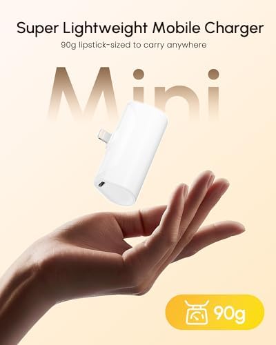 Mini Power Bank Portable Charger for iPhone 12 mini, 4800mah Battery Pack External Compact Backup Charger Compatible with iPhone 14/13/12/11 series/XR/XS/SE/8/7/6s pro-White - Image 3
