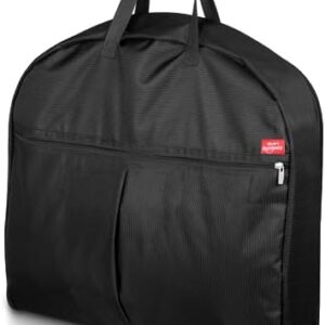 SLEEPING LAMB Heavy Duty Garment Bag for Travel, 43''Waterproof Suit Bag for Men Travel and Foldable Carry On Garment Bag for Hanging Clothes with Large Pocket in Business Trip, Black
