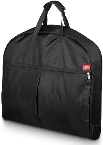 SLEEPING LAMB Heavy Duty Garment Bag for Travel, 43''Waterproof Suit Bag for Men Travel and Foldable Carry On Garment Bag for Hanging Clothes with Large Pocket in Business Trip, Black