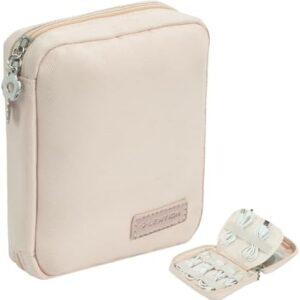 LENTION Tech Organizer Pouch Water Resistant, Compact Cable Bag for Macbook Charger, Power Bank, USB Cables, Earphones - Travel & Daily Electronics Case (Beige)