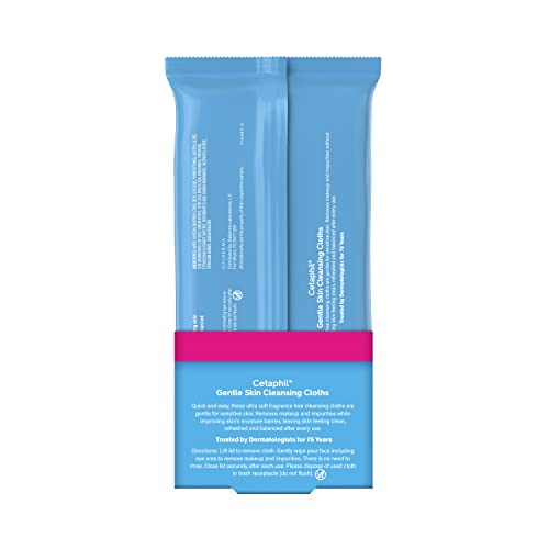 Cetaphil Face and Body Wipes, Gentle Skin Cleansing Cloths, 50 Count, Twin Pack, for Dry, Sensitive Skin, Flip Top Closure, Great for the Gym, Travel, in the Car, Hypoallergenic, Fragrance Free - Image 2