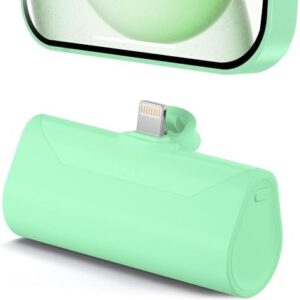 Lightweight Green Portable Battery Pack Charger for iPhone 14 Pro Max, 4800mah Power Bank Compatible with iPhone 12 Pro, Compact Mobile Charger for iPhone XS/XR/SE/6S/7/8/11 Series