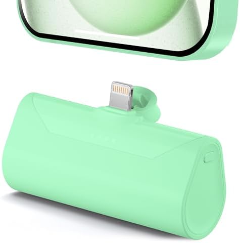 Lightweight Green Portable Battery Pack Charger for iPhone 14 Pro Max, 4800mah Power Bank Compatible with iPhone 12 Pro, Compact Mobile Charger for iPhone XS/XR/SE/6S/7/8/11 Series