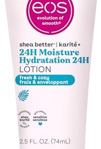 eos 24H Moisture Travel Body Lotion- Fresh & Cozy, Travel Size Essential, Toiletries, Mini Body Lotion, 2.5 fl oz