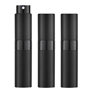 LISAPACK 8ML Atomizer Perfume Spray Bottle for Travel (3 PCS) Empty Cologne Dispenser, Portable Sprayer Travel Essentials for Men and Women (Black)