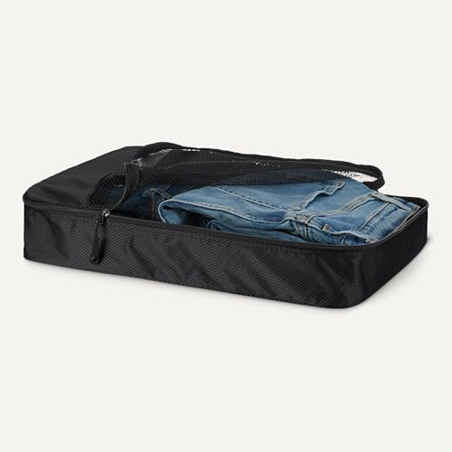 Amazon Essentials 4-Piece Packing Cubes Travel Accessories Set, Luggage Organizer with Double Zipper, Mesh Top, Space-Saving, Large, Black (Previously Amazon Basics) - Image 3