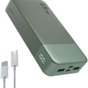 NOBIS Portable Charger, 20000mAh Power Bank, 45W Power Bank Fast Charging, Battery Pack with C to C Cable, Battery Bank with Digital Display for iPhone Android Laptop etc(Green)
