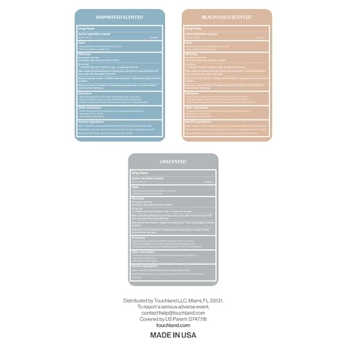 Touchland Hydrating Hand Sanitizer Spray, DYE FREE Trio Set (Rainwater, Unscented, Beach Coco), 1 FL. OZ. Travel Size Power Mist Sprays (Set of 3) - Image 8