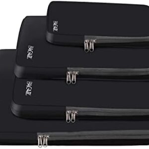 BAGAIL 4 Set/6 Set/8 Set Compression Packing Cubes Travel Accessories Expandable Packing Organizers (Cloth Pattern, 4-Black)