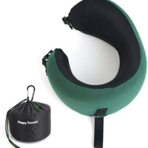 C CUSHION LAB Travel Pillow, Award-Winning Patented Ergonomic Design for Chin & Neck Support Memory Foam Neck Pillow, Compact Airplane Pillow for Traveling, Flight, Car (Hunter Green, Medium)