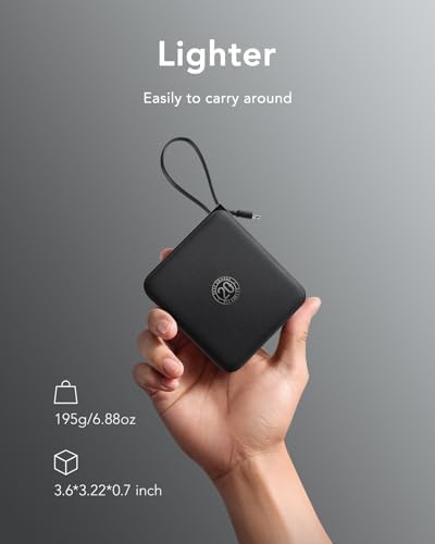 VRURC Portable Charger with Built-in Cable, 10000mAh 22.5W Fast Charging USB C Battery Pack, Cell Phone Power Bank for iPhone 17 16 15 Samsung Galaxy S25 S24 S23 Series Android Tablet, Black(1 Pack) - Image 5