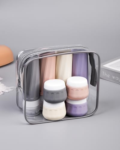 Travel Bottles for Toiletries 8 Pack, Travel Size Toiletries, Tsa Approved Travel Size Containers 3oz, with Travel Essentials Clear Bag, Leak Proof Silicone Squeezable Creams Jars - Image 8