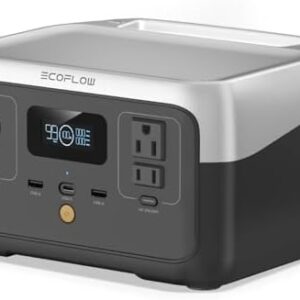EF ECOFLOW Portable Power Station RIVER 2, 256Wh LiFePO4 Battery/ 1 Hour Fast Charging, 2 Up to 600W AC Outlets, Solar Generator (Solar Panel Optional) for Outdoor Camping/RVs/Home Use