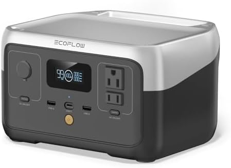 EF ECOFLOW Portable Power Station RIVER 2, 256Wh LiFePO4 Battery/ 1 Hour Fast Charging, 2 Up to 600W AC Outlets, Solar Generator (Solar Panel Optional) for Outdoor Camping/RVs/Home Use