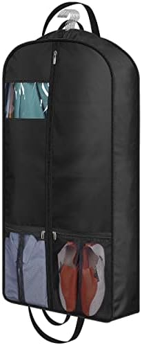 MISSLO 43" Heavy Duty Garment Bags for Travel 6" Gusseted Suit Bags for Closet Storage 4 Handles Hanging Clothes Bag with Pocket Mens Suit Cover for Shirts, Coats, Dresses